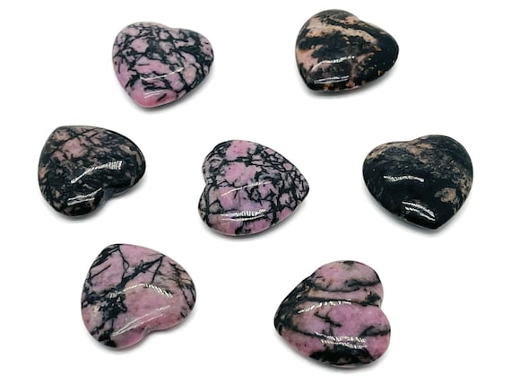 Rhodonite Heart Gemstone Flat – Heart Crystal - Healing Stones – Carving Heart - Natural stones - 20x20x6 - HE1083