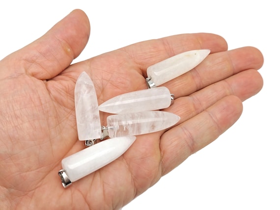 Clear Quartz Bullet Gemstone Pendant - Crystal Point Bullet Necklace - Polished Bullet Carved - Crystal Healing - Mineral Gemstone - NC1576