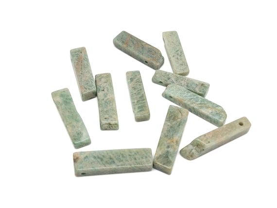 Amazonite Drilled Tumbled Stones - Rectangle Hole Tumbled Stone - Making Jewelry Cytsals - Bulk Stones - NC1787