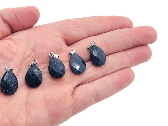 Blue GoldStone Crystal Pendant - Blue GoldStone Crystal Earring – Bracelet Crystal Accessory - Jewelry Making Supplies - 2cm - NC1116