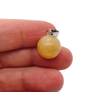 Yellow Jade Crystal Ball Pendant - Ball Charm Whith Brass - Crystal Round Ball Pendant - Jewelry Making - Healing Crystal - NC1374