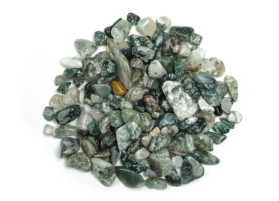 Moss Agate Chips – Gemstone Chips – Crystal Semi Tumbled Chips - Bulk Crystal - 7-15mm - CP1067