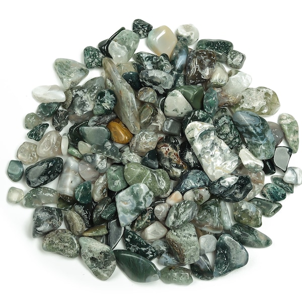 Moss Agate Chips – Gemstone Chips – Crystal Semi Tumbled Chips - Bulk Crystal - 7-15mm - CP1067