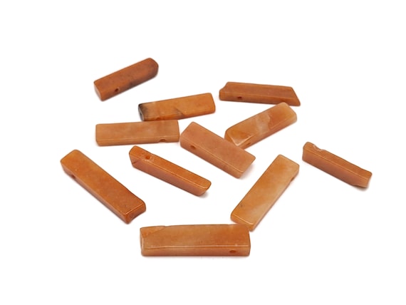 Orange Aventurine Drilled Tumbled Stones - Rectangle Hole Tumbled Stone - Making Jewelry Cytsals - Bulk Stones - NC1805