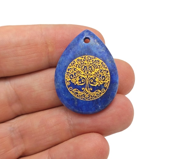 Lapis Lazuli Drop Tree Gemstone Pendants - Crystals Pendant Healing - Loose Crystal Pendant - Gifts - NC1784