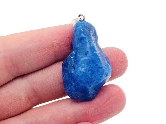 Blue Agate Pendant - Crystal Pendant - Agate Charms - Loose Stone - Reiki Crystal - NC1217