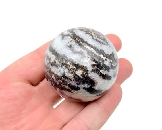 Zebra Calcite Sphere Stone AAA+ – Pork Stone Crystal Ball  – Crystal Decor – 50-60mm - TO1013