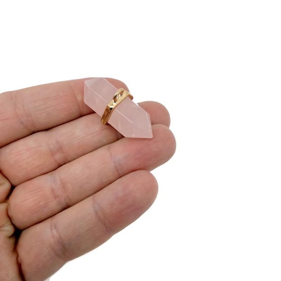 Rose Quartz Double Terminated Crystal Pendant – Natural Gemstone Point - NC2004