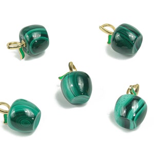 Malachite Pendant Apple Carving - Natural Malachite Necklace - Crystals Healing - Gifts - NC1016