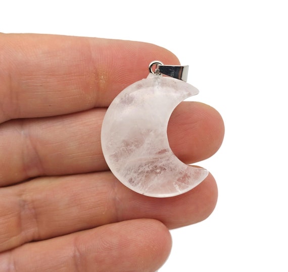 Clear Quartz Gemstone Moon Pendants - Crescent Moon - Wholesale Jewelry Making Supplies - Moon Necklace - Moon Shaped Crystal - NC1674