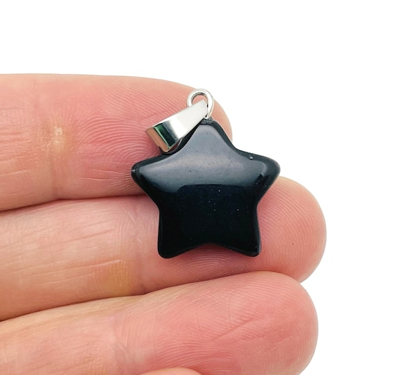 Obsidian Star Pendant - Crystal Pendant – Natural Necklaces - Heling Gemstone - Jewelry Making Supplies - NC1528
