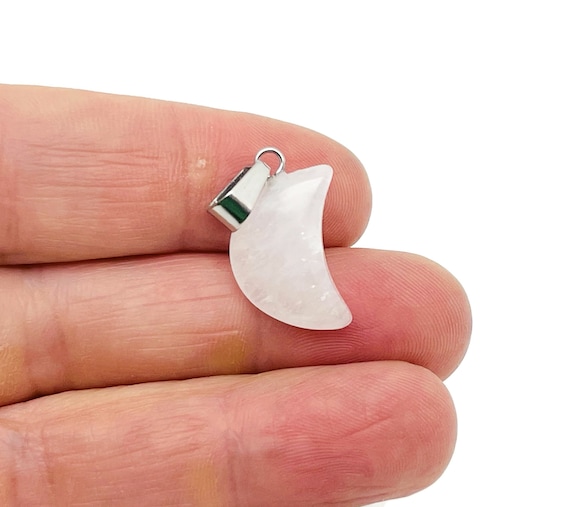 Clear Quartz Moon Pendant - Moon Earring Crystal - Crystals Healing - Jewelry Making Supplies - NC1514