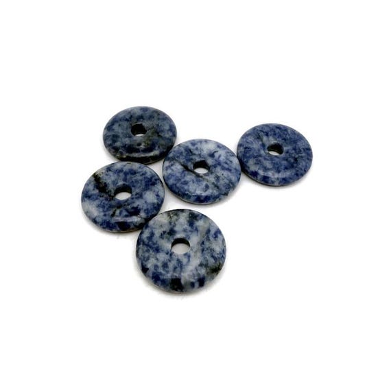 Sodalite Crystal Donut Pendant - Polished Pi Stone Charm - 30mm - DO1093