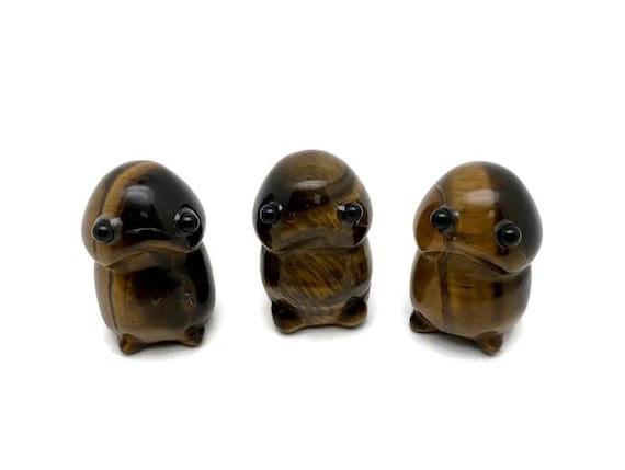 Tiger Eye Frog Monster Crystal Carving – Handcrafted Gemstone Creature Statue - GO1011