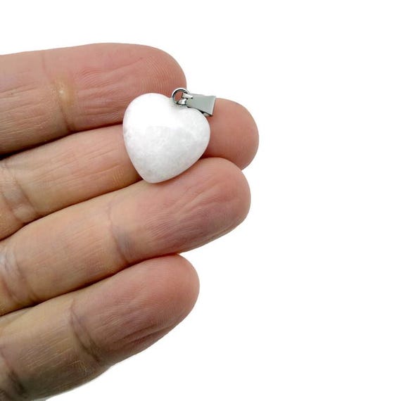 White Jade Heart Pendant - Crystals Healing - Mini Crystal Pendant - Gifts - HNC1039