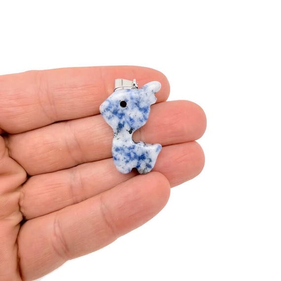 Sodalite Crystal Deer Pendant - Carved Gemstone Deer Necklace Gift - NC2017