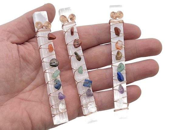 Natural 7 Chakra Selenite Sticks - Chakra Meditation Ornament – Positive Energy – Reiki Stones - Healing Crystal Stones - CH1002