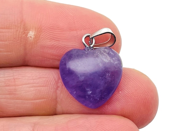 Amethyst Heart Pendant - Crystals Pendant Healing - Mini Crystal Pendant - Gifts - NC1274