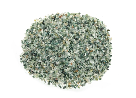 Moss Agate Chips – Gemstone Chips – Crystal Semi Tumbled Chips - Bulk Crystal - 2-6mm - CP1066