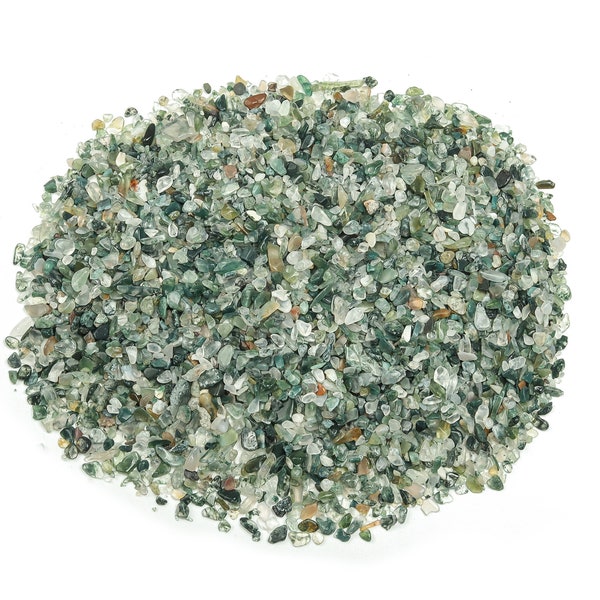 Moss Agate Chips – Gemstone Chips – Crystal Semi Tumbled Chips - Bulk Crystal - 2-6mm - CP1066