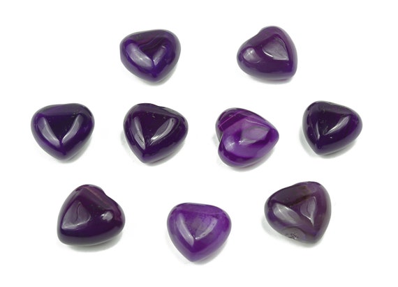 Purple Agate Heart Gemstone - Puffy Heart –  Healing Crystals - Nurturing Stone – Crystal Hearts – 15x15x9mm - HE1042
