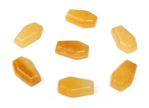 Yellow Jade Coffin Crystal - Coffin Jade - Crystal Carving - 3cm CO1002