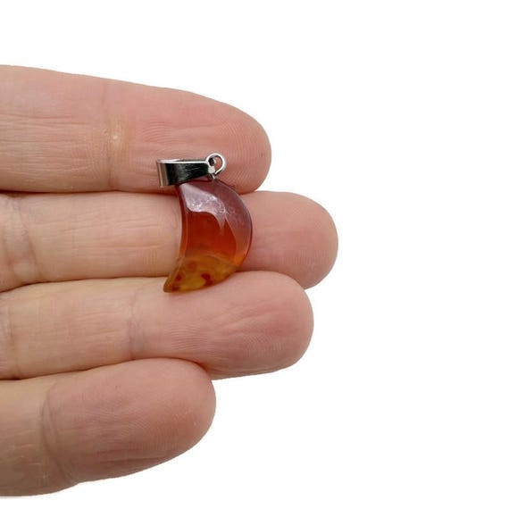 Carnelian Moon Pendant - Moon Earring Crystal - Crystals Healing - Jewelry Making Supplies - MNC1020