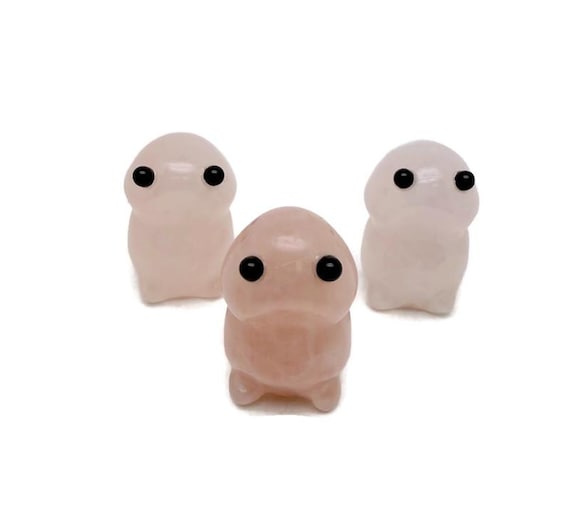 Rose Quartz Frog Monster Crystal Carving – Handcrafted Gemstone Creature Statue - GO1004