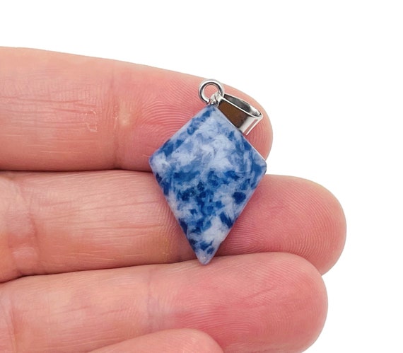 Blue Spot Jasper Gemstone for Pendant - Triangle Geometric Gemstone Pendant - Natural Gemstone Jewelry - For Women Lucky Pendant - NC1441