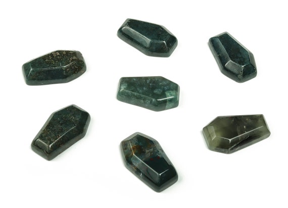 Moss Agate Coffin Crystal - Cabochon - Crystal Carving - 3cm CO1010