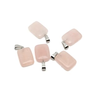 Rose Quartz Crystal Rectangle Shape Pendants - Wholesale Gemstones - Stone Healing Crystal Rectangle Necklace - Natural Stones - NC1592