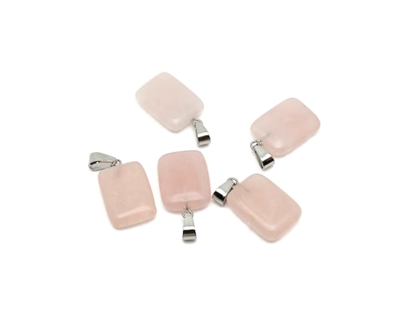 Rose Quartz Crystal Rectangle Shape Pendants - Wholesale Gemstones - Stone Healing Crystal Rectangle Necklace - Natural Stones - NC1715