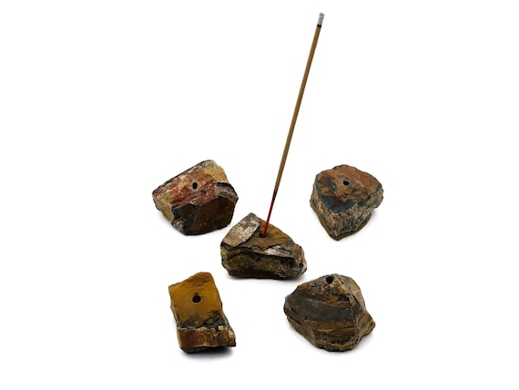 Tiger Eye Crystal Incense Holder -Rough Crystal Stone Incense Stick Holder -Raw Stone Incense Holder - Healing Stone - RS1007