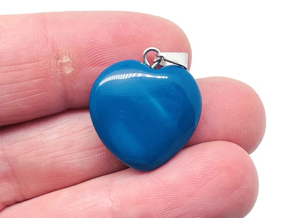 Blue Agate Heart Pendant - Crystals Pendant Healing - Mini Crystal Pendant - Gifts - NC1287