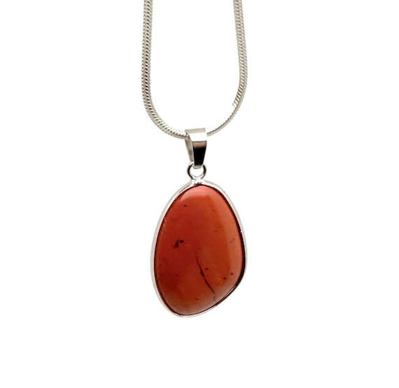 Red Jasper Silver Gemstone Pendant - Dainty Crystal Pendant - Birthstone Charm - Jewelry DIY Charms - Gift Charm - NC1883