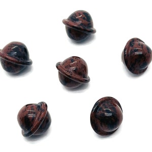 Mahogany Obsidian Saturn Crystal - Mini Planet Gemstone - Crystal Carving - 18mm - SA1013