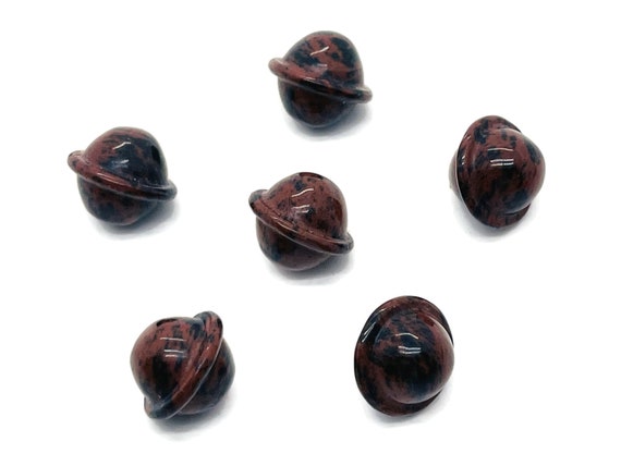Mahogany Obsidian Saturn Crystal - Mini Planet Gemstone - Crystal Carving - 18mm - SA1013