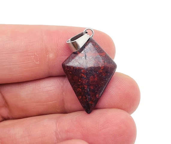 Chicken Blood Stone Gemstone for Pendant - Triangle Geometric Gemstone Pendant - Natural Gemstone Jewelry - For Women Lucky Pendant - NC1443