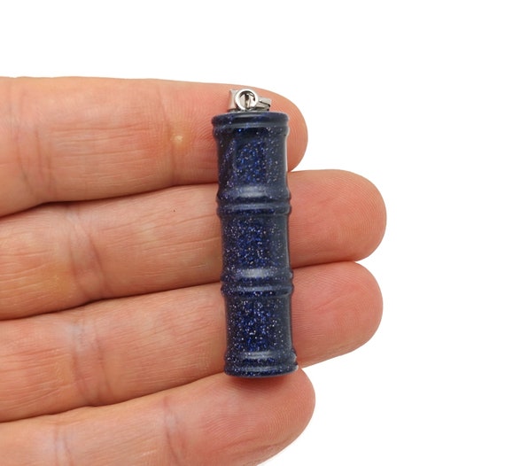 Blue GoldStone Gemstone Bamboo Shape Pendants - Protect Crystal Necklace - Bamboo Crystal Jewelry - Healing Stones - Gift For Her - NC1629