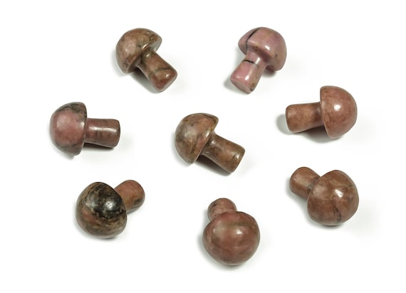 Rhodonite Mushroom Gemstone - Rhodonite Mushroom Carvings - Natural Crystal - Home Decor Gift - Crystal Mushroom – 2cm – MU1012