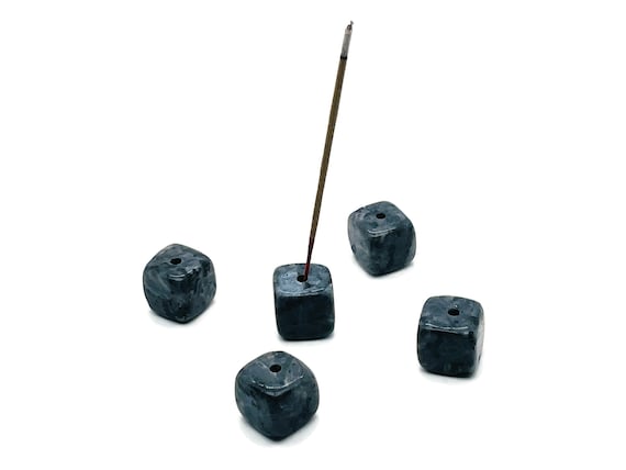Larvikite Crystal Incense Holder - Crystal Stone Incense Stick Holder - Polished Cube Incense Holder - Healing Stone - IN1015