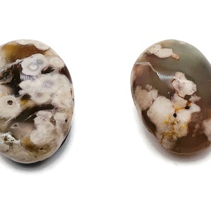Flower Agate Palm Stone – Flower Agate Crystal – Cherry Blossom Agate – Relaxing Stone - PA1045
