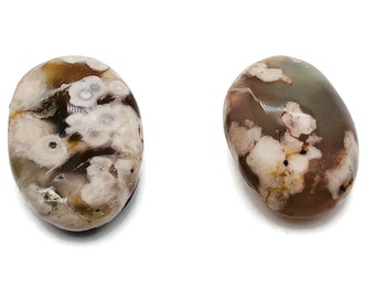 Flower Agate Palm Stone – Flower Agate Crystal – Cherry Blossom Agate – Relaxing Stone - PA1045