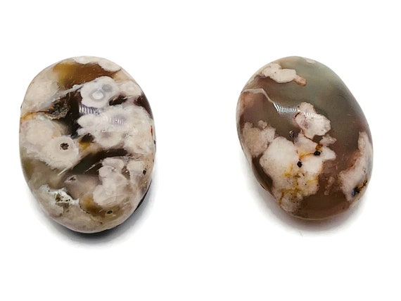 Flower Agate Palm Stone – Flower Agate Crystal – Cherry Blossom Agate – Relaxing Stone - PA1045