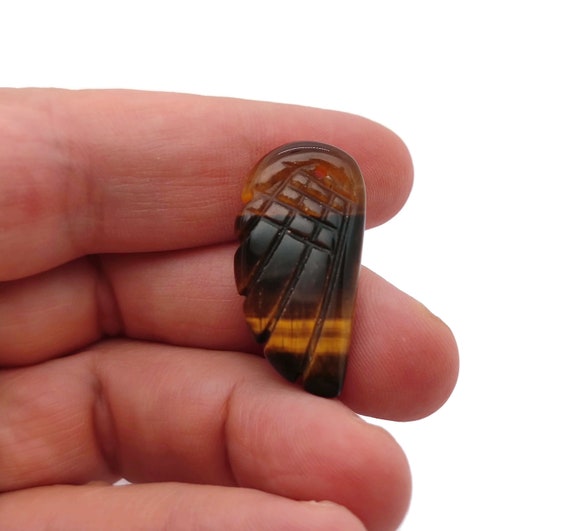 Tiger Eye Crystal Angel Wing Hole Pendant - Carved Angel Wing - Crystal Jewelry - Angel Wing Charms - NC1351
