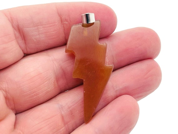 Carnelian Lightning Pendant - Lightning Crystal - Lightning Stone - Crystal Carving - NC1190