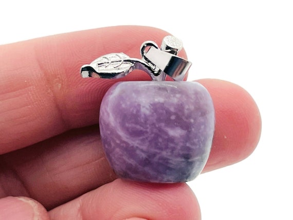 Lepidolite Crystal Apple Pendant - Crystals Pendant Healing - Mini Crystal Pendant - Gifts - NC1253