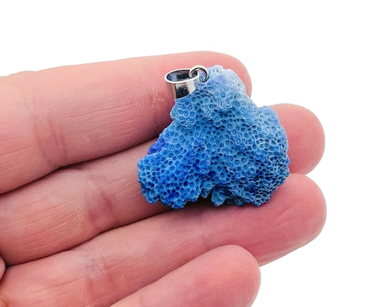 Blue Coral Pendant - Crystal Pendant - Coral Charms - Loose Stone - Reiki Crystal - NC1213
