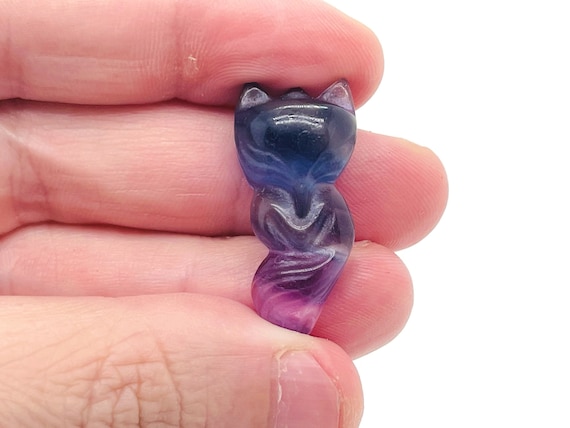 Fluorite Nine Tailed Fox Carving – Fluorite Carved Gemstone – Healing Crystal – Best Quality - Home Decor - Gifts - CA1010