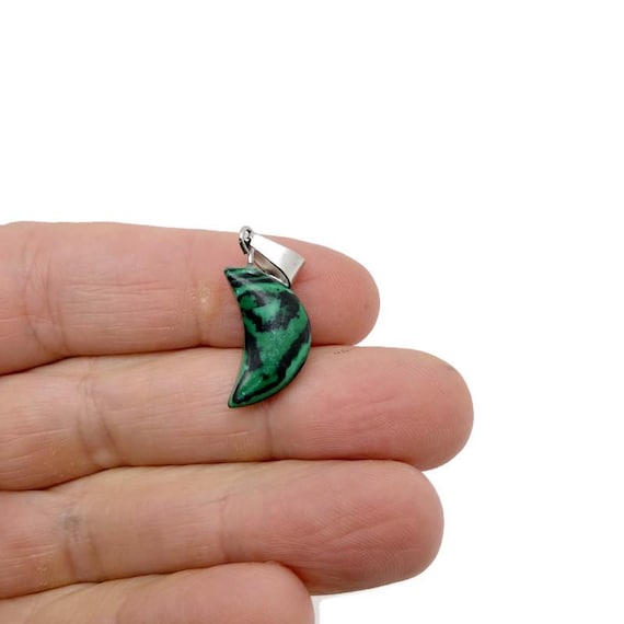 Malachite Synthetic Moon Pendant - Moon Earring Crystal - Crystals Healing - Jewelry Making Supplies - MNC1028